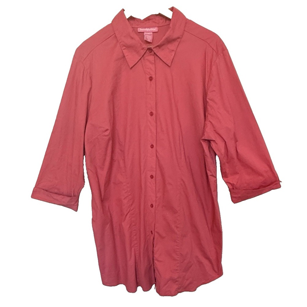Woman‎ Within Button Blouse 3/4 Sleeve Womens Size 1X Casual Oversized Travel